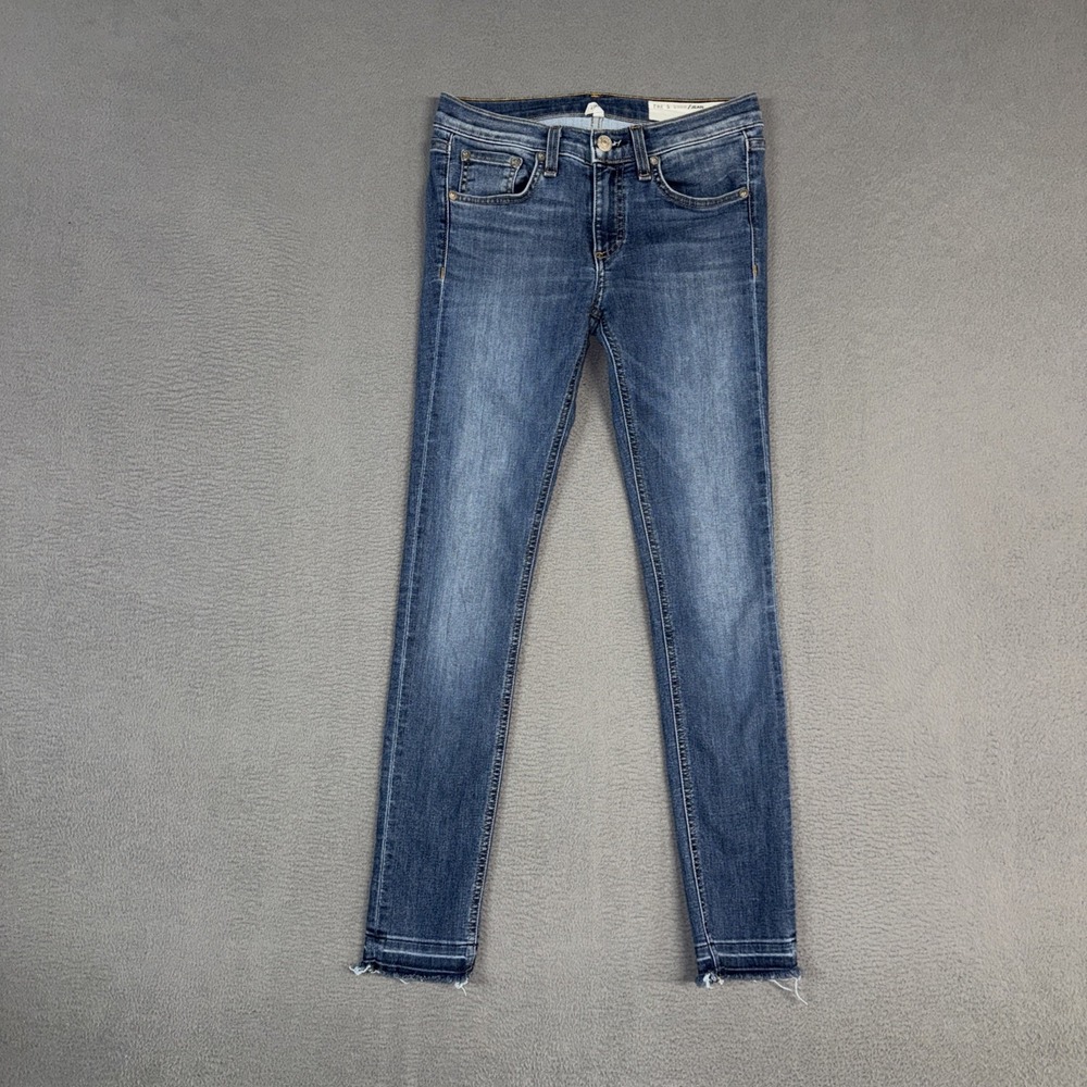 Rag & Bone Jeans Womens 26 Blue Skinny Ankle Stretch Distressed Denim Preppy